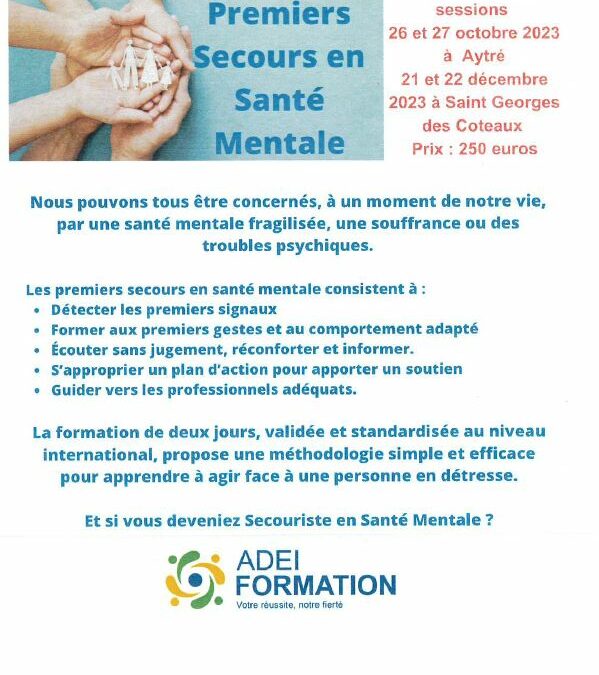 Formation « Premiers Secours en Santé Mentale » (PSSM)