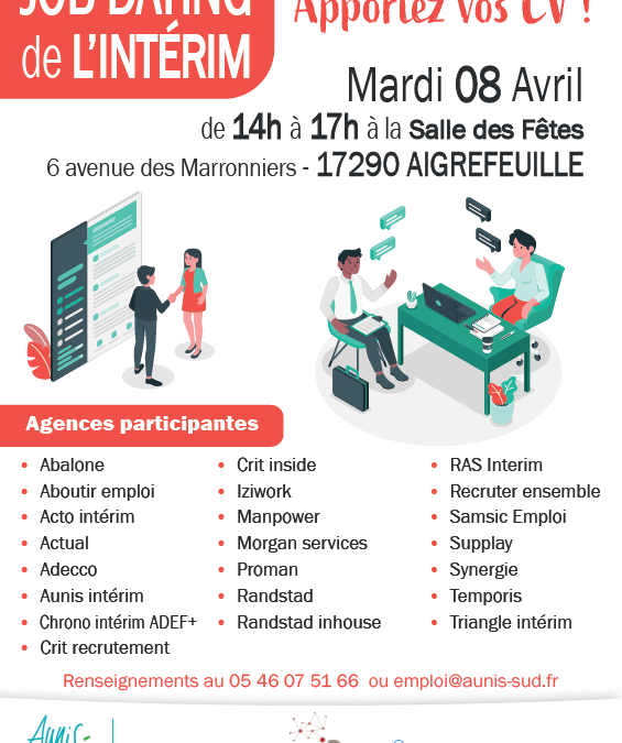 Job dating de l&rsquo;intérim – Aigrefeuille d&rsquo;Aunis